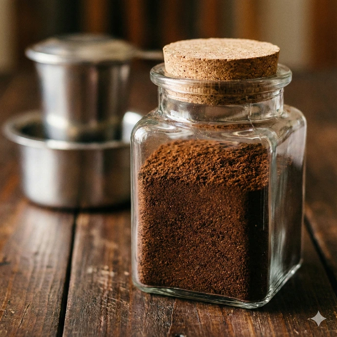 A classic blend of roasted Arabica and Robusta beans with chicory. Perfect for traditional metal filters to get a strong decoction."